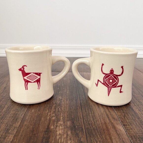 Pipestone Mimbreno Indian Replica Bighorn Sheep Lizard (Set of 2) Cafe Mugs 10oz - Picture 4 of 10